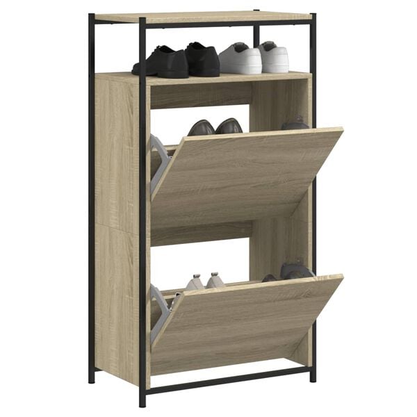vidaXL Shoe Cabinet Sonoma oak Engineered wood Compact Shoe Cabinet