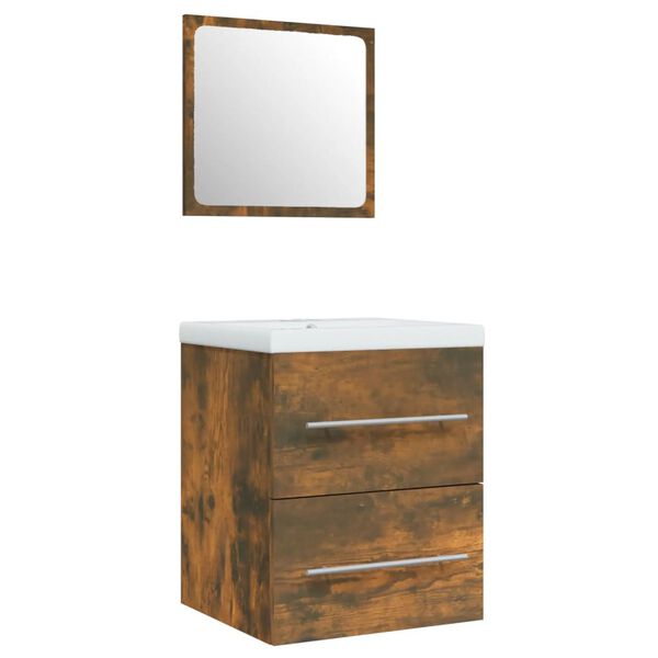 vidaXL Sink Cabinet With Basin Set of 2 Smoked oak, White