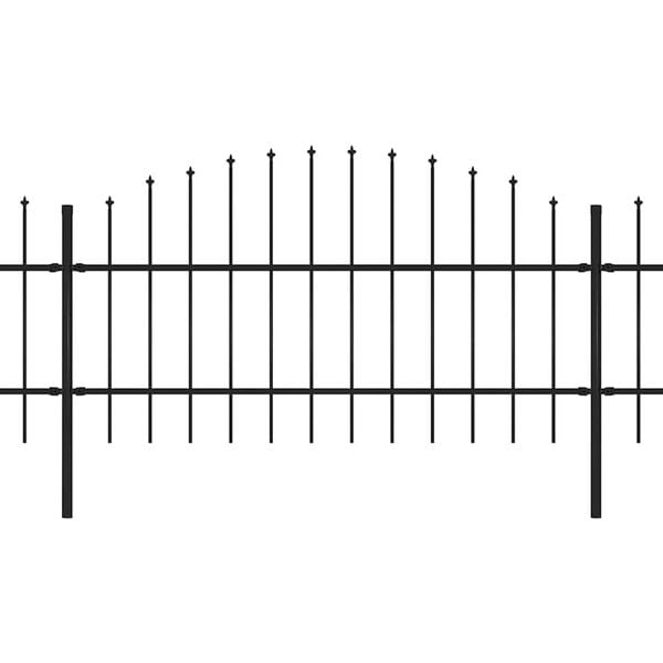 vidaXL Garden Fence with Spear Top Steel 491.3"x39.4" Black