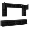 vidaXL 8 Piece TV Wall Stand Set with LED Lights Black