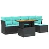 vidaXL 6 Piece Patio Sofa Set with Cushions Black Poly Rattan
