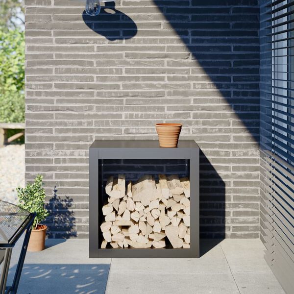 vidaXL Firewood Rack Anthracite 23.6x15.7x23.6" Steel