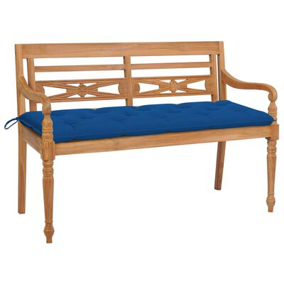 vidaXL Batavia Bench with Blue Cushion 59.1" Solid Teak Wood