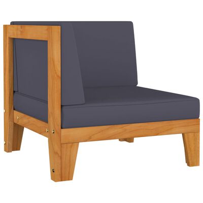 vidaXL 2-Seater Sofa with Dark Gray Cushions Solid Acacia Wood