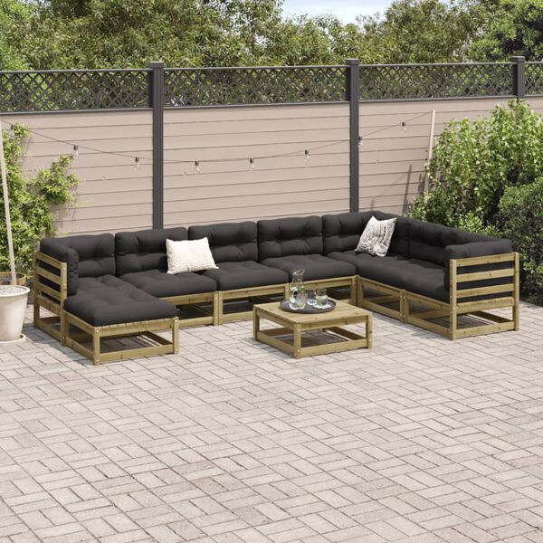 vidaXL Garden Sofa Set Anthracite Vacuum pressure impregnated pinewood