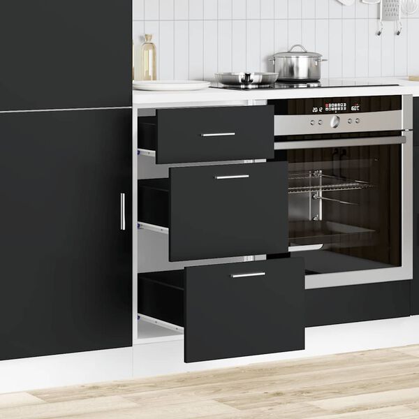 vidaXL Bottom Cabinet Black Engineered wood Medium Kitchen Cabinet