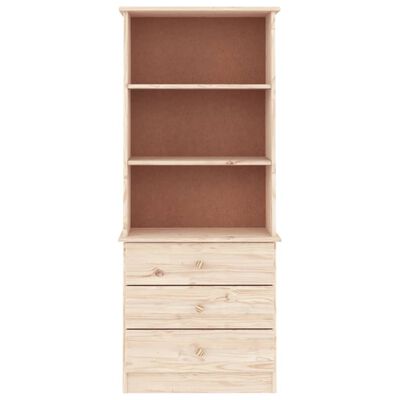 vidaXL Bookcase with Drawers ALTA 23.6"x13.8"x55.9" Solid Wood Pine