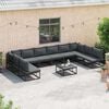 vidaXL Garden Sofa Set with Cushion 11 pcs Black Aluminium