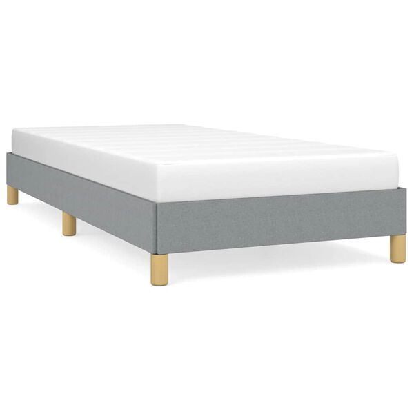 vidaXL Bed Frame Light Gray Polyester, Plywood, Engineered Wood Twin