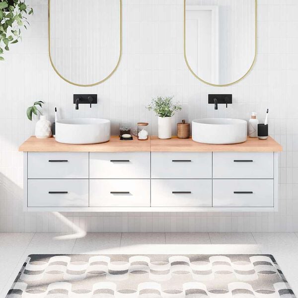 vidaXL Bathroom Countertop Light Brown 78.7"x23.6"x(0.8"-1.6") Treated Solid Wood