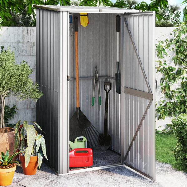 vidaXL Garden Shed Grey Galvanized steel, plastic 46.7x38.2x82.5 in