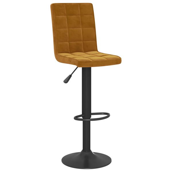 vidaXL Bar Stool Set of 2 Brown Velvet, Steel Height-Adjustable Swivel