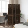 vidaXL Room Divider 3 Panels Dark Brown Solid Wood Paulownia