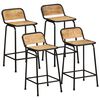 vidaXL Bar Stool Set of 4 Brown and Black Solid Rough Mango Wood and Iron