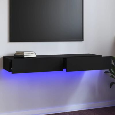 vidaXL TV Stand with LED Lights High Gloss Black 47.2"x13.8"x6.1"