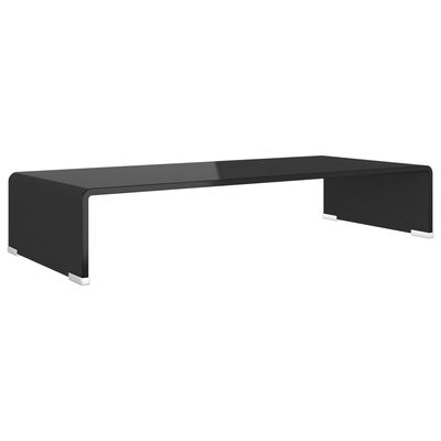 vidaXL TV Stand/Monitor Riser Glass Black 27.6"x11.8"x5.1"