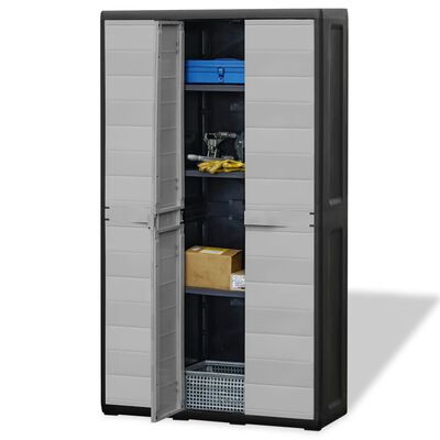 vidaXL Garden Storage Cabinet with 4 Shelves Black and Gray