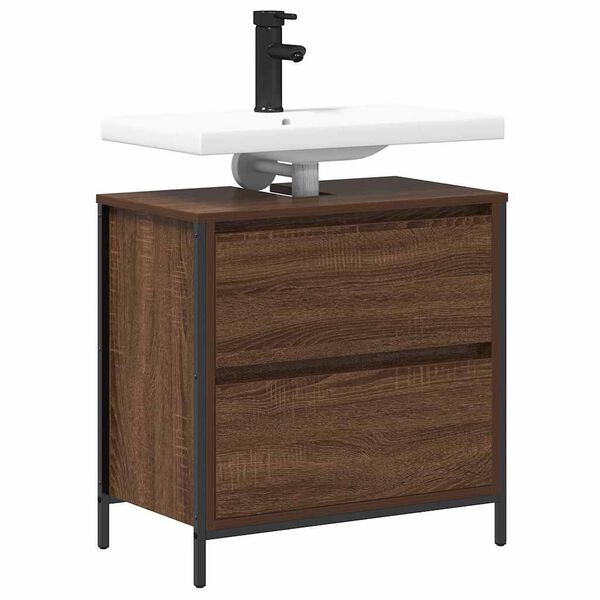 vidaXL Bathroom Sink Cabinet Brown Oak Engineered wood, Steel Medium