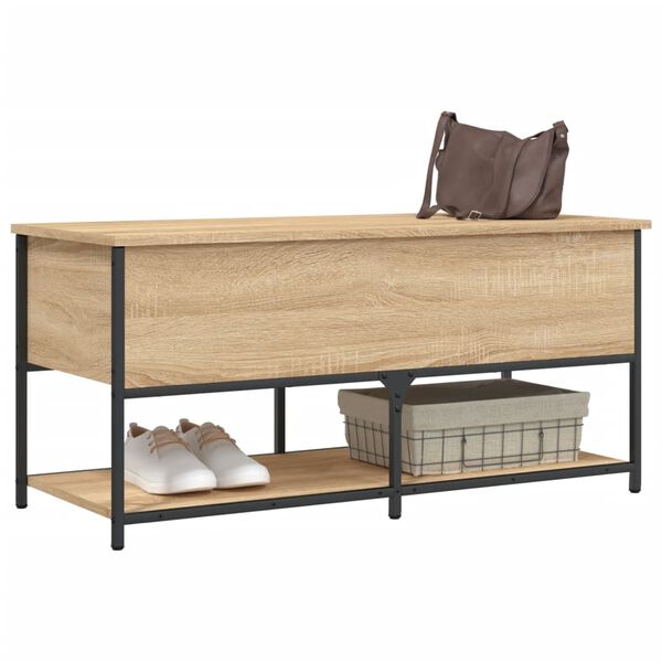 vidaXL Storage Bench Sonoma oak Engineered wood, metal 39.4 in