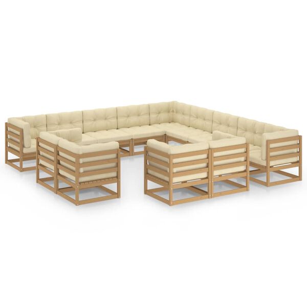 vidaXL Garden Lounge Set Honey Brown Solid Pine Wood Large Modular