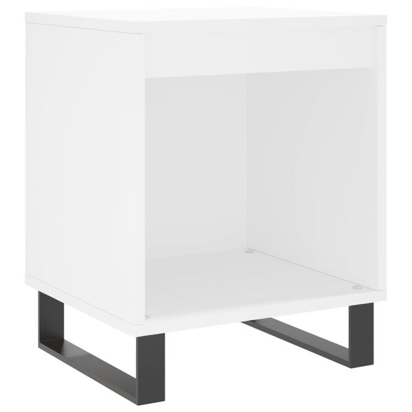 vidaXL Bedside Cabinet White Engineered wood, Metal 15.7x13.8x19.7 in