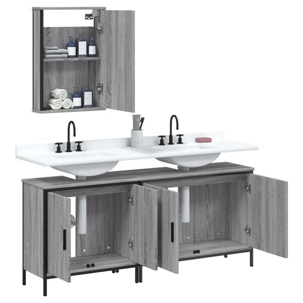 vidaXL Bathroom Furniture Set Grey sonoma