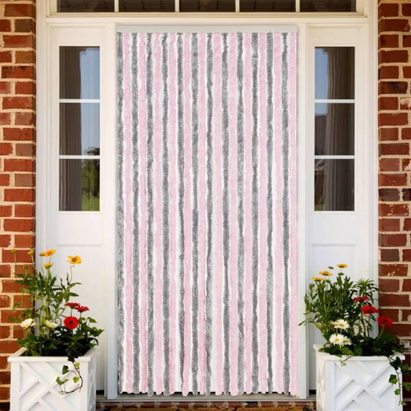 vidaXL Fly Curtain Silver Grey and Pink 39.4x86.6" Chenille