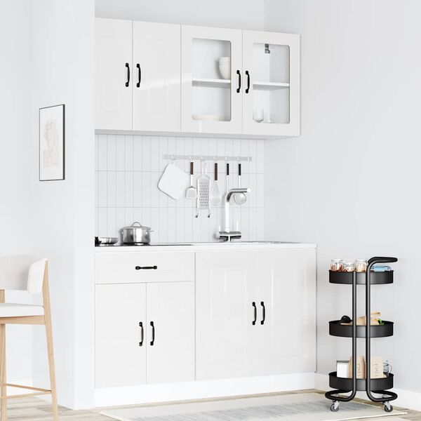 vidaXL Kitchen Cabinet Set High gloss white Engineered wood 4-piece set