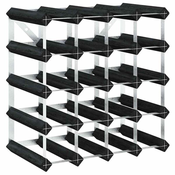 vidaXL Wine Rack for 20 Bottles Black Solid Pine Wood