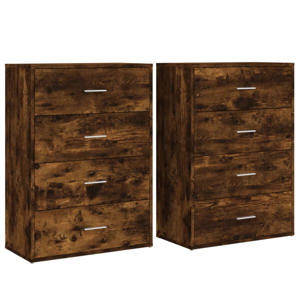 vidaXL Sideboards 2 pcs Smoked Oak 23.6"x12.2"x33.1" Engineered Wood