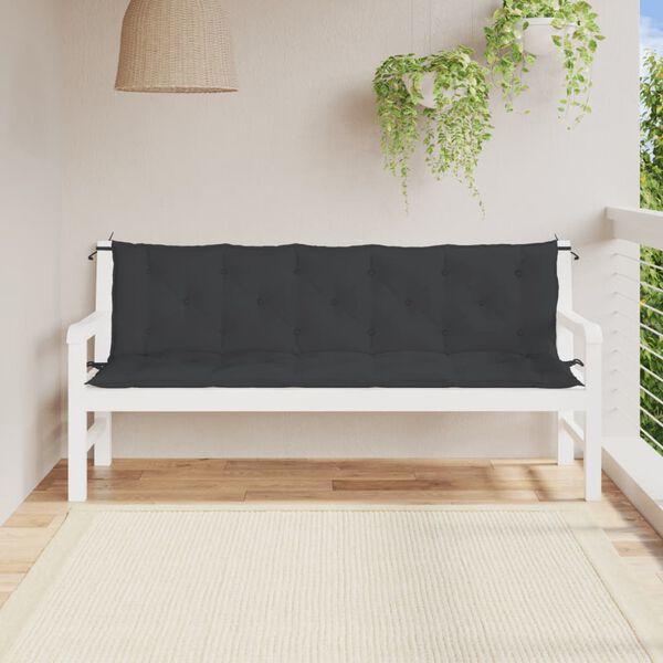 vidaXL Garden Bench Cushion Set of 2 Black Oxford fabric, Hollow fiber