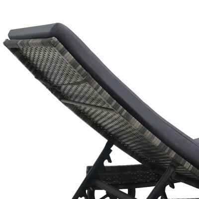 vidaXL Sun Lounger with Wheels and Cushion Poly Rattan Anthracite