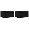 vidaXL Wall-mounted Bedside Cabinet Set of 2 Black oak Engineered wood