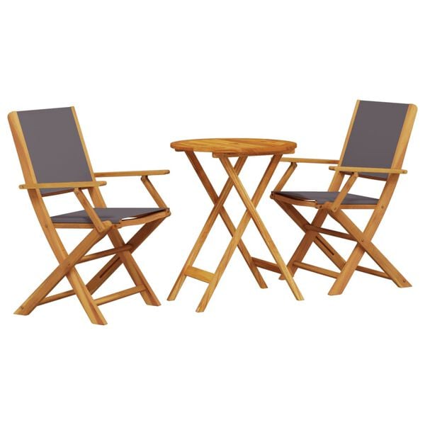 vidaXL Bistro Set Anthracite Solid acacia wood, polyester fabric Small