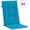 vidaXL Reclining Garden Chair Set of 4 Natural wood, Blue cushion