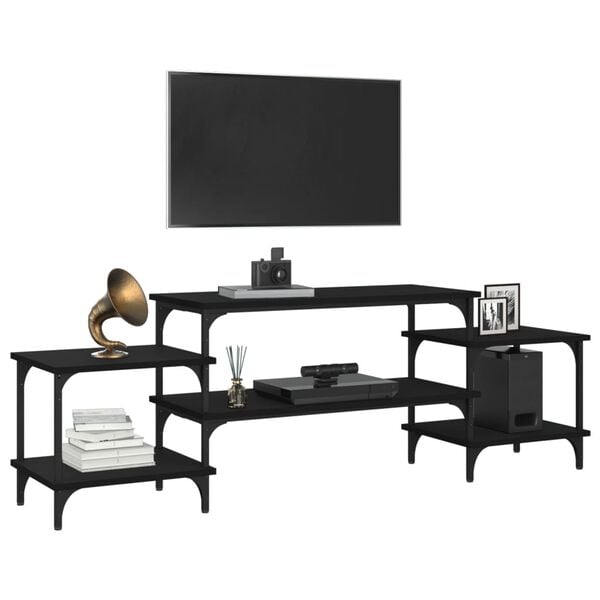 vidaXL TV Cabinet Black Engineered wood 61.8 in x 13.8 in x 20.5 in