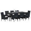 vidaXL Garden Dining Set with Cushion 9 pcs Black Poly Rattan