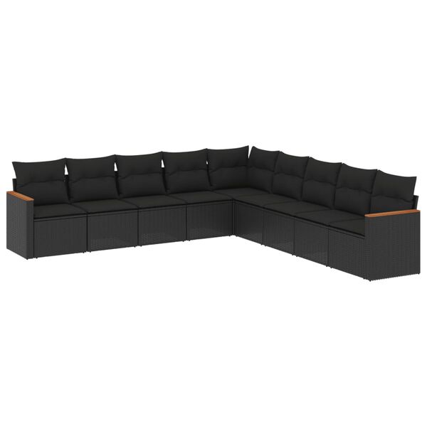 vidaXL Garden Sofa Set Black PE rattan Large Adjustable Feet