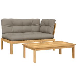 vidaXL Patio Sofa Set Taupe Solid Acacia wood Standard Modular