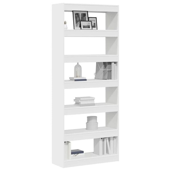 vidaXL Book Cabinet White 31.50 x 11.81 x 77.95 in Engineered Wood