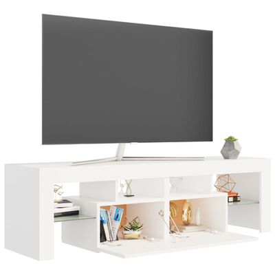 vidaXL TV Stand with LED Lights White 55.1"x14.4"x15.7"