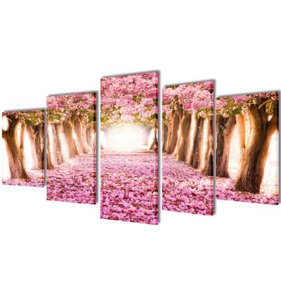 Canvas Wall Print Set Cherry Blossom 79" x 39"