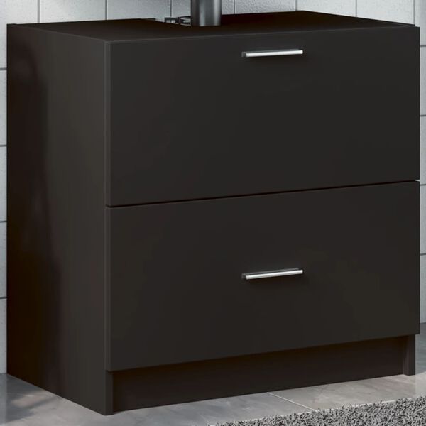 vidaXL Sink Cabinet Black Engineered wood Medium Storage Sink Cabinet