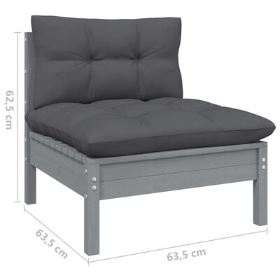 vidaXL 10 Piece Patio Lounge Set with Cushions Gray Pinewood