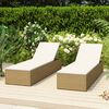 vidaXL Sunlounger Brown and cream white PE rattan, powder-coated steel