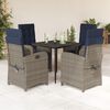 vidaXL Garden Dining Set Grey Poly Rattan Adjustable Footrests