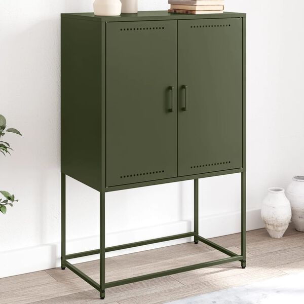 vidaXL Highboard Olive Green Steel Medium Highboard Rectangular