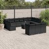 vidaXL Garden Sofa Set Black PE rattan, powder-coated steel Large
