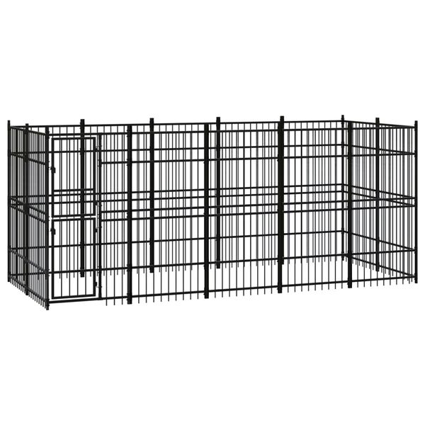vidaXL Dog Kennel Black Powder-coated steel 99.5 sq ft area size Durable