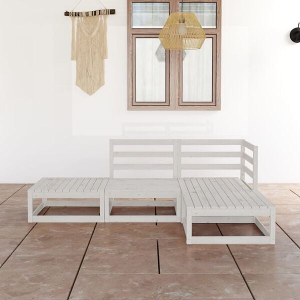 vidaXL Garden Lounge Set White Solid pinewood Medium Modular